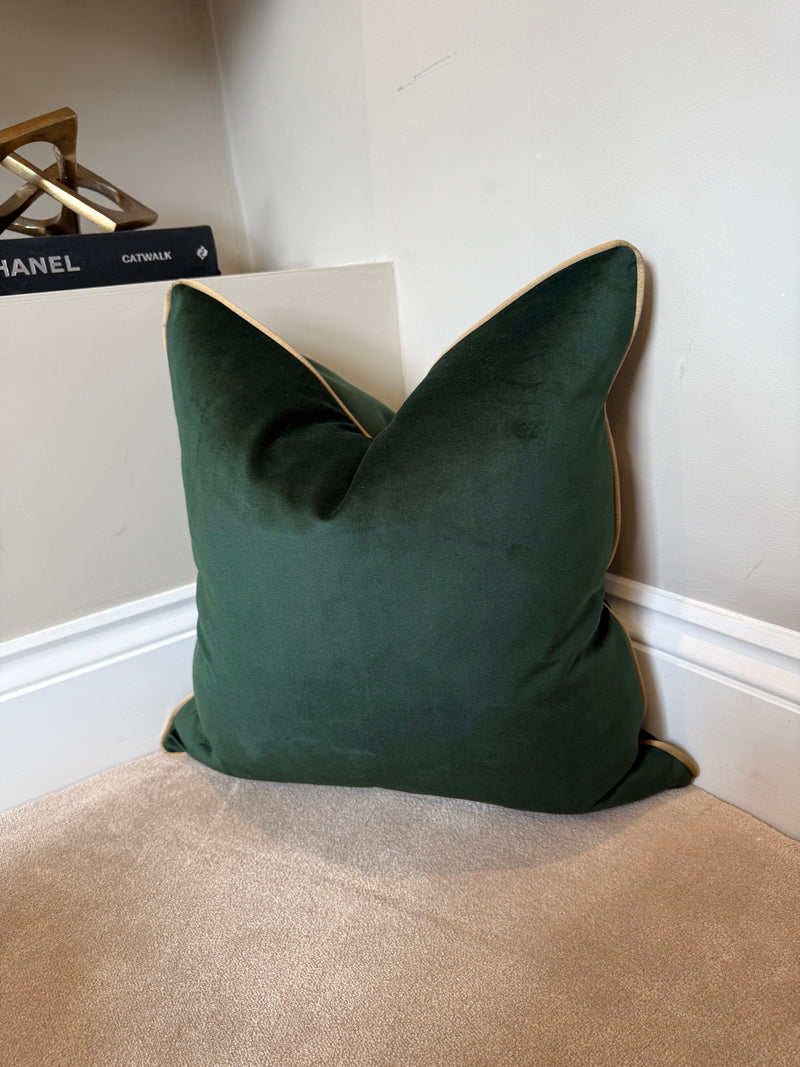 Green velvet bronze piping