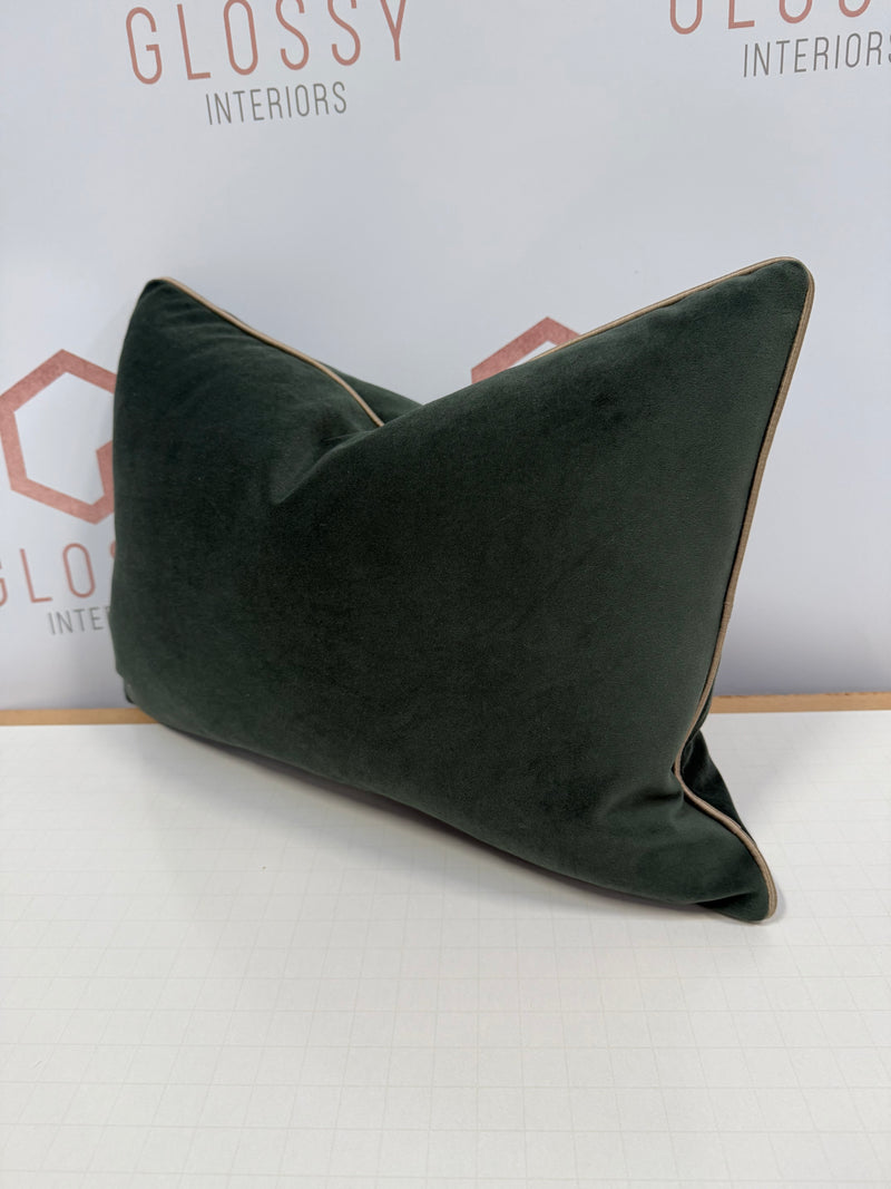 Green velvet bronze piping large rectangle