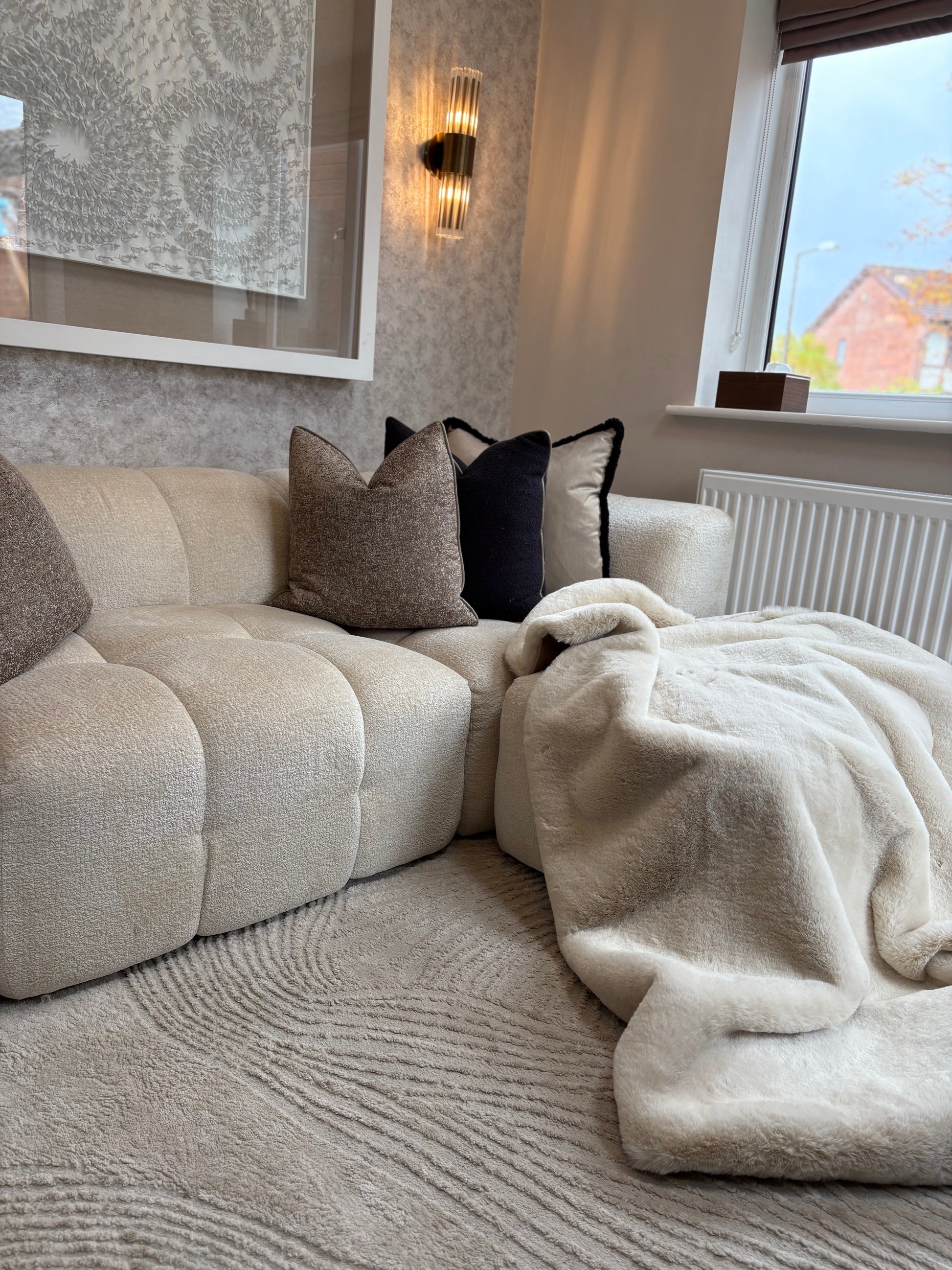 Cream luxury faux fur throw limited edition