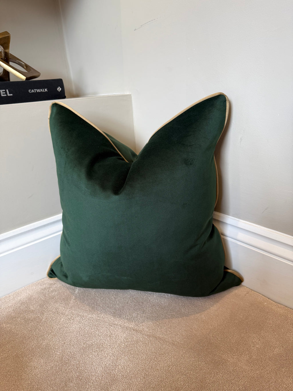 Green velvet bronze piping