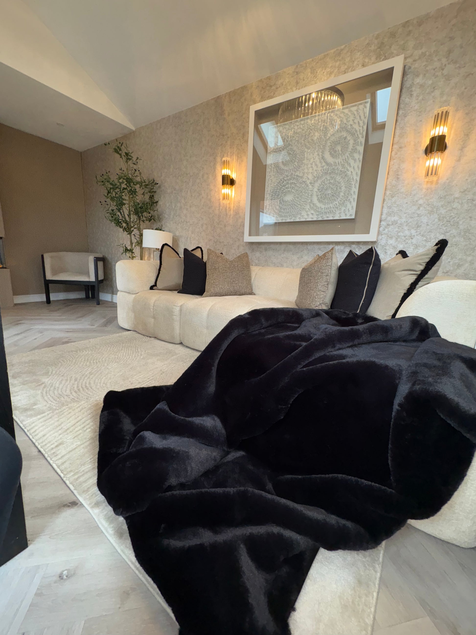 Black luxury faux fur throw limited edition